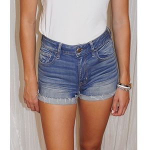 American eagle high rise blue denim shorts
